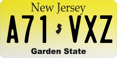 NJ license plate A71VXZ