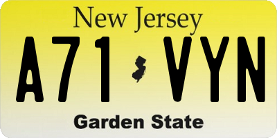 NJ license plate A71VYN
