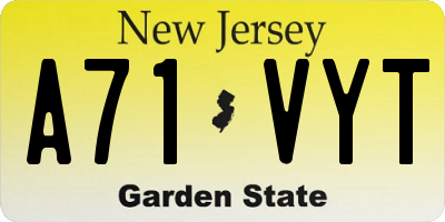 NJ license plate A71VYT