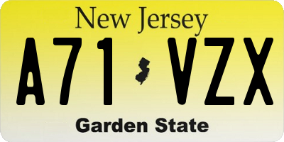 NJ license plate A71VZX