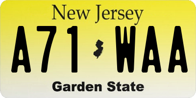 NJ license plate A71WAA