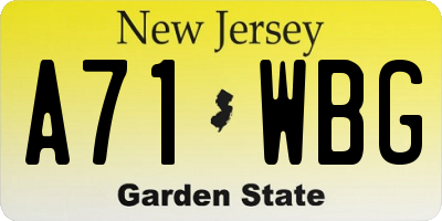NJ license plate A71WBG