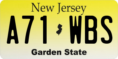 NJ license plate A71WBS