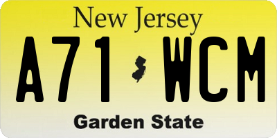 NJ license plate A71WCM