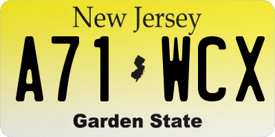 NJ license plate A71WCX