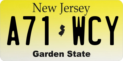NJ license plate A71WCY