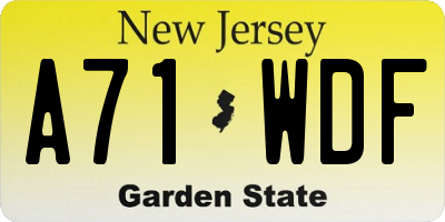 NJ license plate A71WDF