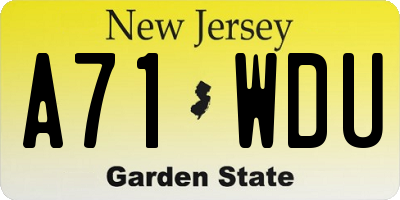 NJ license plate A71WDU