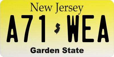 NJ license plate A71WEA