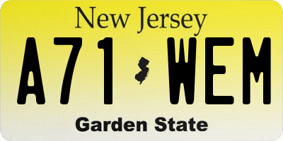 NJ license plate A71WEM