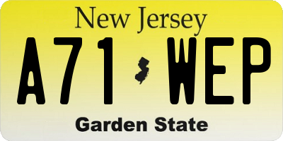 NJ license plate A71WEP