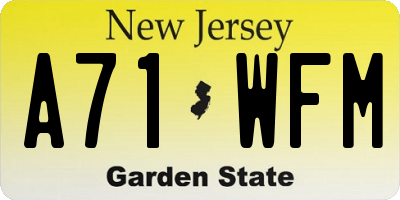 NJ license plate A71WFM