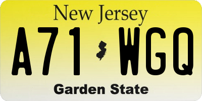 NJ license plate A71WGQ