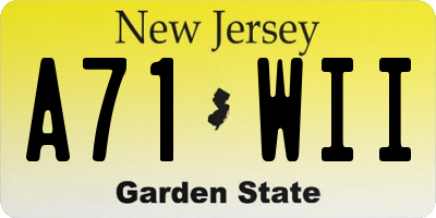 NJ license plate A71WII