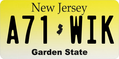 NJ license plate A71WIK