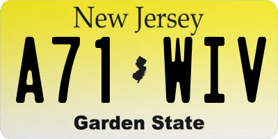 NJ license plate A71WIV