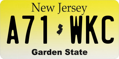 NJ license plate A71WKC