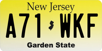 NJ license plate A71WKF