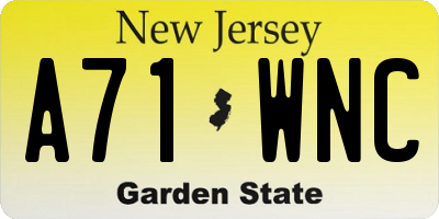 NJ license plate A71WNC