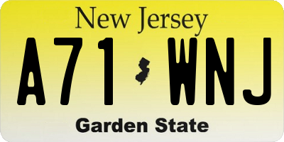 NJ license plate A71WNJ