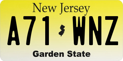 NJ license plate A71WNZ