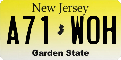 NJ license plate A71WOH