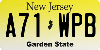 NJ license plate A71WPB