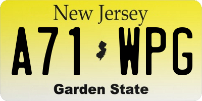 NJ license plate A71WPG
