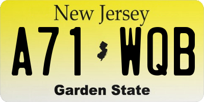 NJ license plate A71WQB