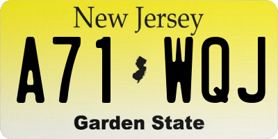 NJ license plate A71WQJ