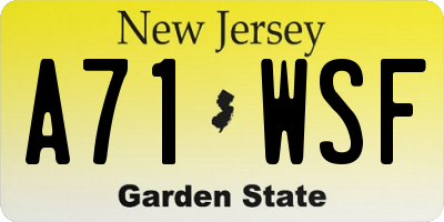 NJ license plate A71WSF