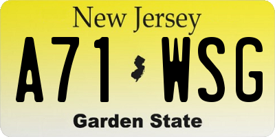 NJ license plate A71WSG