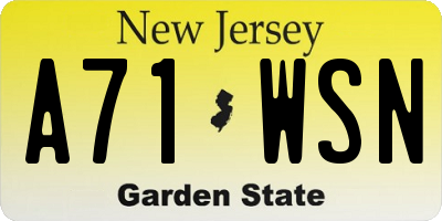 NJ license plate A71WSN