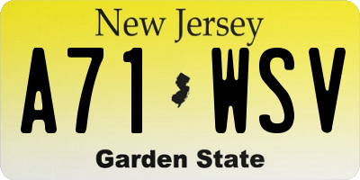 NJ license plate A71WSV