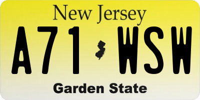 NJ license plate A71WSW