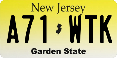 NJ license plate A71WTK