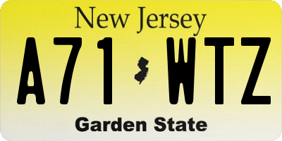 NJ license plate A71WTZ
