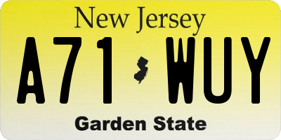 NJ license plate A71WUY