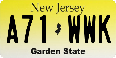 NJ license plate A71WWK
