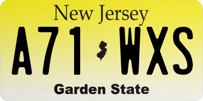 NJ license plate A71WXS