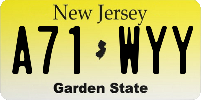 NJ license plate A71WYY