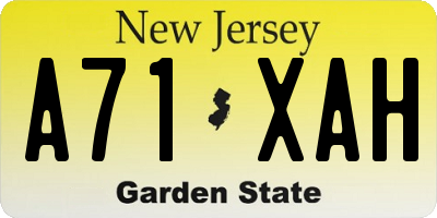 NJ license plate A71XAH