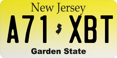 NJ license plate A71XBT