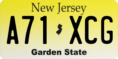 NJ license plate A71XCG