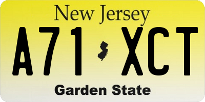 NJ license plate A71XCT