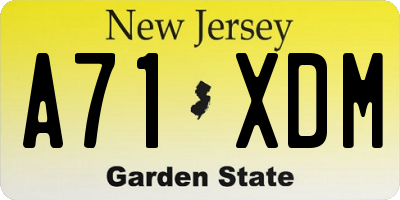 NJ license plate A71XDM