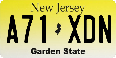 NJ license plate A71XDN