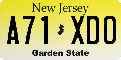 NJ license plate A71XDO