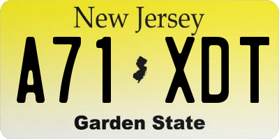 NJ license plate A71XDT