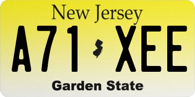 NJ license plate A71XEE